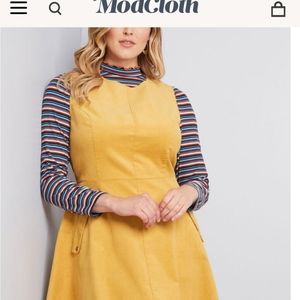 Modcloth Cordoury Mustard Dress
